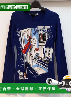 1h可退 MOSCHINO 女士T恤 W4B813HE1512W94 AW2021 蓝色 长袖T恤