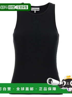 GANNI 女士背心吊带 A1050172099 SS2026 黑色 Logo Tank Top