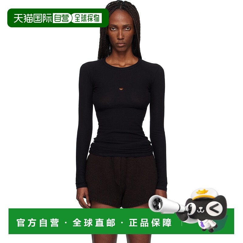 潮奢 Baserange 女士 黑色 Heart 长袖 T 恤 TOHLSRB000