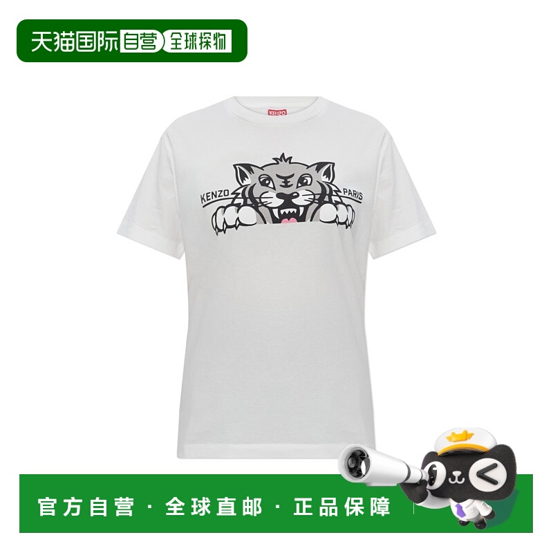 KENZO 女士T恤 FF62TS3524SO02 AW2025 白色 Happy Tiger T-Shirt