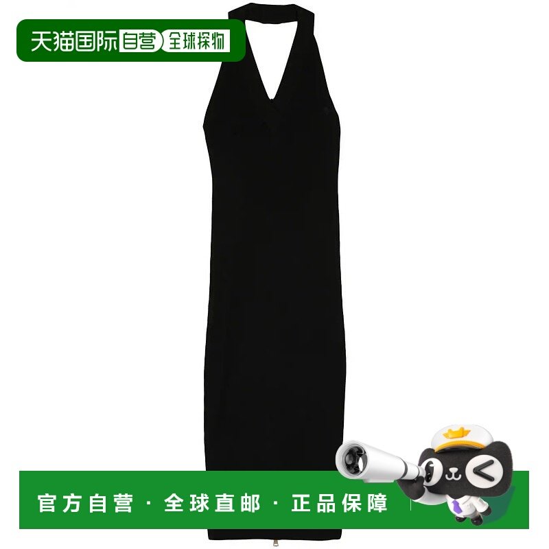 BALMAIN 女士半身裙 CF1RJ130KF530PA AW2024 黑色 挂脖罗纹针织