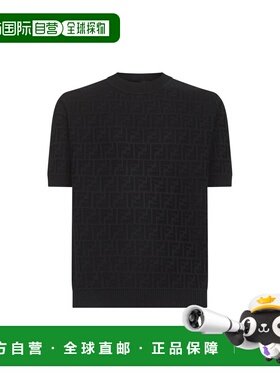 FENDI 男士T恤 FZX051AUW0F0QA1 AW2025 黑色 FF 棉质套头衫上衣