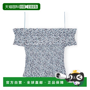 女士T恤 花卉印花露肩罩衫 F9234561 浅蓝色 AW2024 GANNI