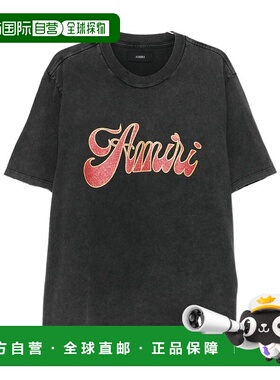 1h可退 AMIRI 男士T恤 AMJYTE1246BLACK AW2025 黑色 圆领T恤短袖