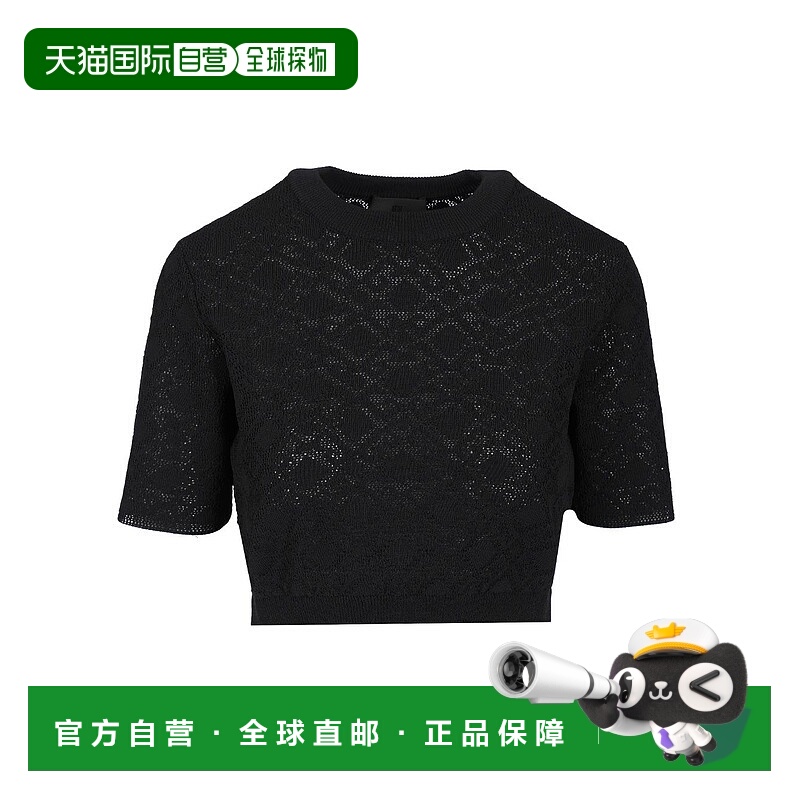 1h可退 GIVENCHY 女士针织衫 BW90TT4ZPN001 SS2025 黑色 Crop Sw