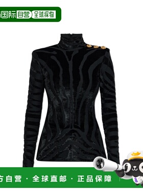 BALMAIN 女士外套 FF0AR962JL110PA AW2025 黑色 Top with a stan