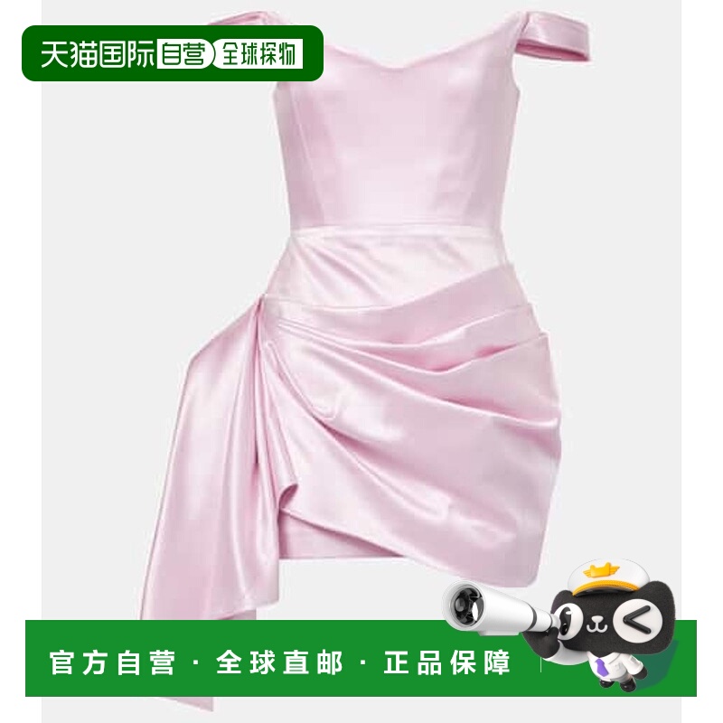 1h可退 潮奢 ALEX PERRY 女士 垂褶素库缎迷你连衣裙