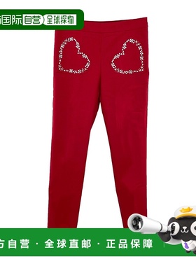 1h可退 MOSCHINO 女士休闲裤 WP85601S2549O98 AW2021 红色直筒裤