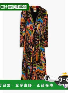 1h可退 潮奢 FARM RIO 女士 垂褶印花绉纱中长连衣裙 300625MACAW