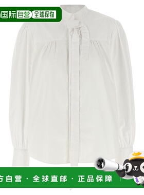 PRADA 女士衬衫 P472ISOOO1XV2F0009 AW2025 白色 Bow shirt