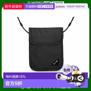 Pacsafe证件袋带防盗贴身便携黑色单肩包OP10148100