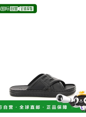 FENDI 男士拖鞋 7X1501AHI3F0QA1 SS2024 黑色 BLACK LEATHER SAN