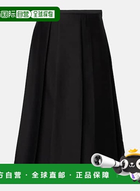 1h可退 潮奢 TOT&Ecirc;ME 女士 褶裥羊毛真丝中长半身裙长裙