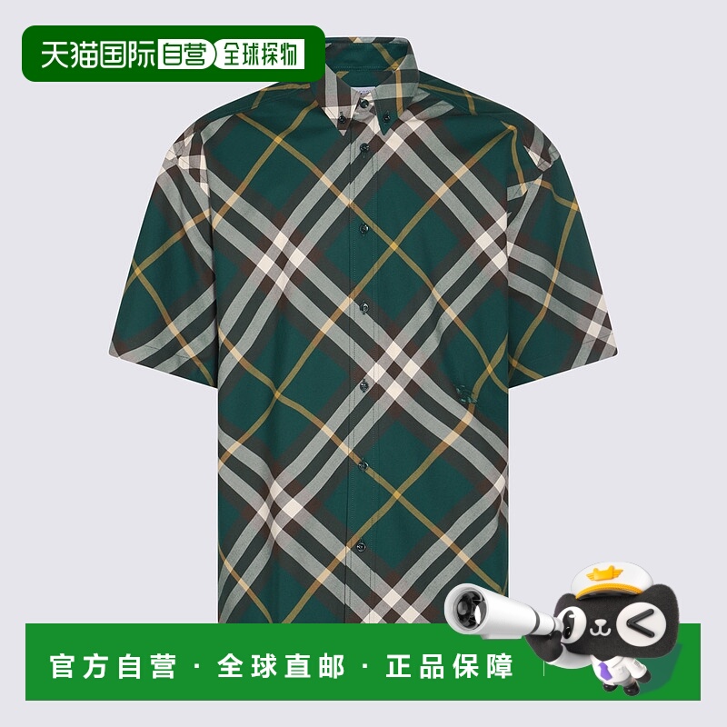 1h可退 BURBERRY 男士衬衫 8082903B8660 SS2024 绿色 Cotton shi
