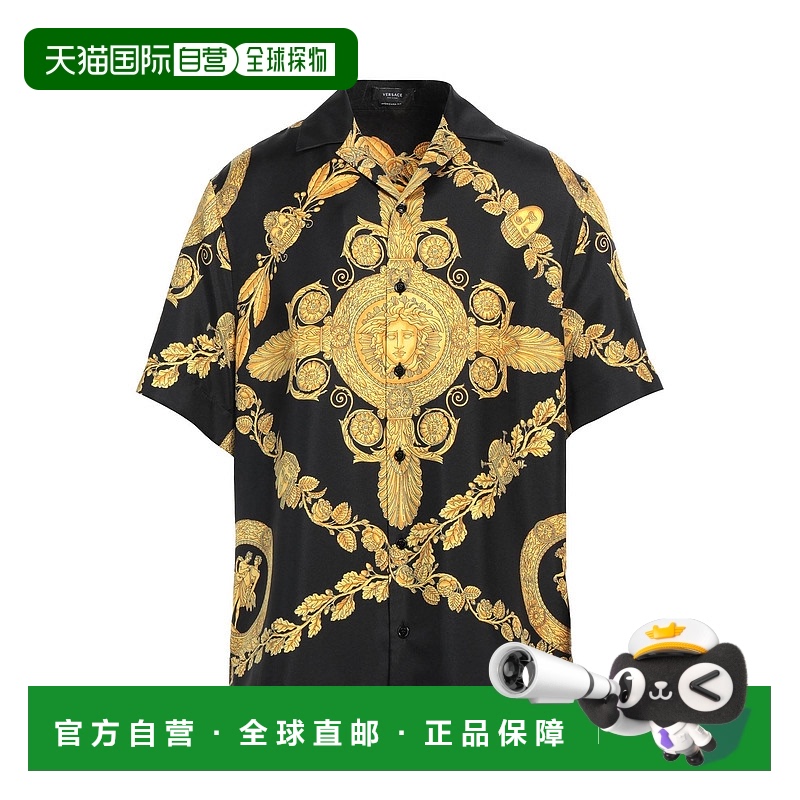 1h可退 潮奢 Versace 范思哲 男士 花纹衬衫 black黑色 舒适时尚