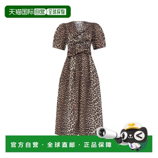 甘尼 GANNI 女士 豹纹中长连衣裙 1h可退 W03736488新款 潮奢