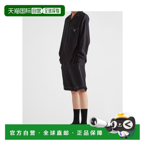 PRADA 男士衬衫 SC73710HXSOOOF0002 SS2025 黑色 长袖纽扣衬衫