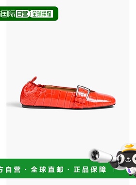 潮奢 GANNI 甘尼 女士 搭扣鳄鱼纹芭蕾舞鞋 S3119469ORANGECOM