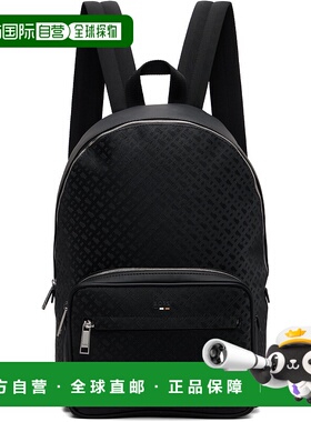 1h可退 潮奢 BOSS 波士 男士 黑色 Check Faux-Leather 双肩包 50