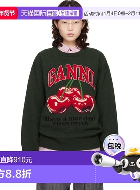 1h可退 潮奢 GANNI 甘尼 女士 绿色 Oversized Graphic 毛衣 A107
