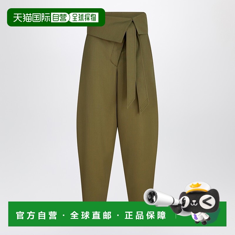 1h可退 潮奢 The Attico 女士 军装风绿色羊毛华达呢裤子 251WCP0