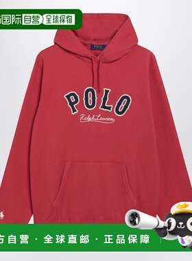 潮奢 Polo Ralph Lauren Polo 拉夫 劳伦 男士 红色刺绣徽标连帽