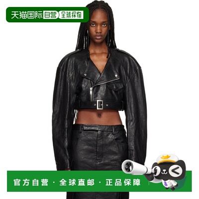 rick owens 瑞克 欧文斯 女士 黑色 Temple Micro 皮革夹克 RP01F