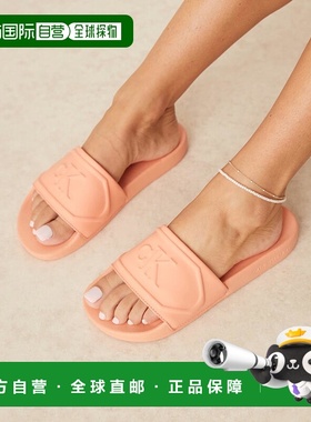 1h可退 潮奢 Calvin Klein 卡尔文 克莱恩 女士 puff 徽标橙色凉(