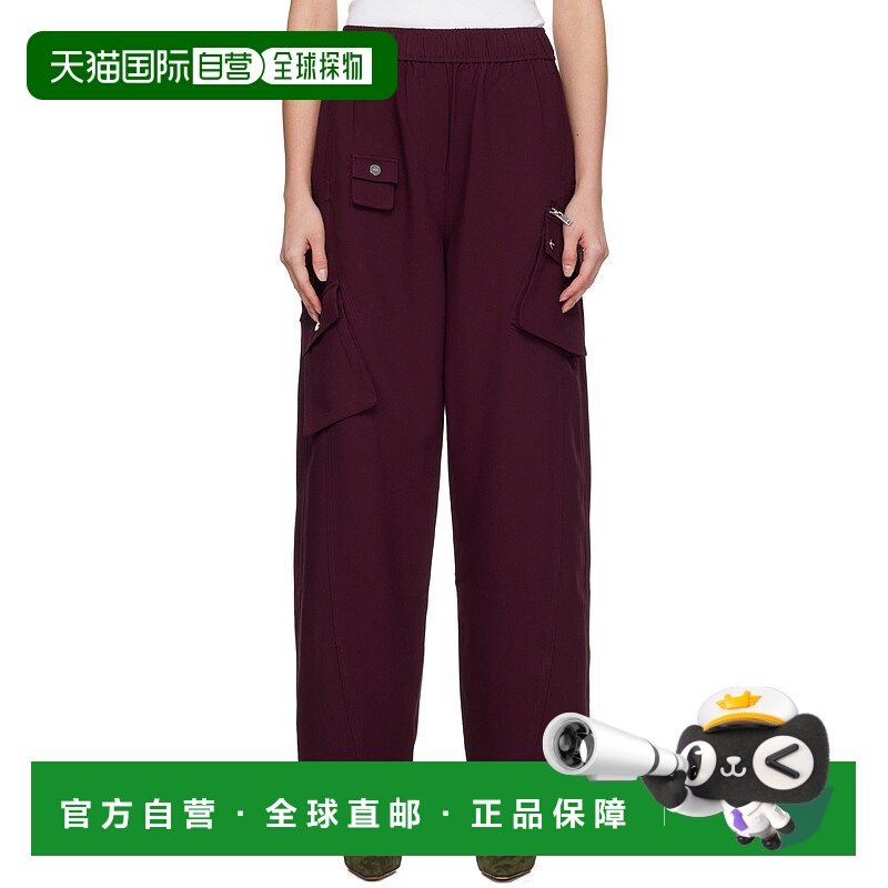 1h可退 潮奢 GANNI 甘尼 女士 酒红色 Future Twill Suiting Elas