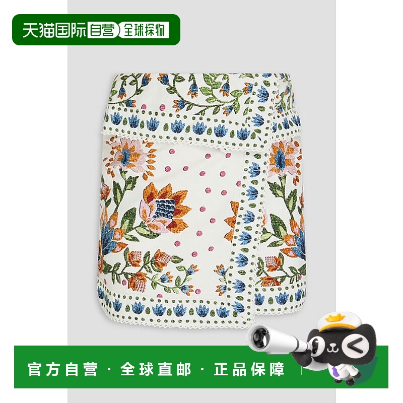 1h可退 潮奢 FARM RIO 女士 裹式印花棉质迷你半身裙 306268SUMME