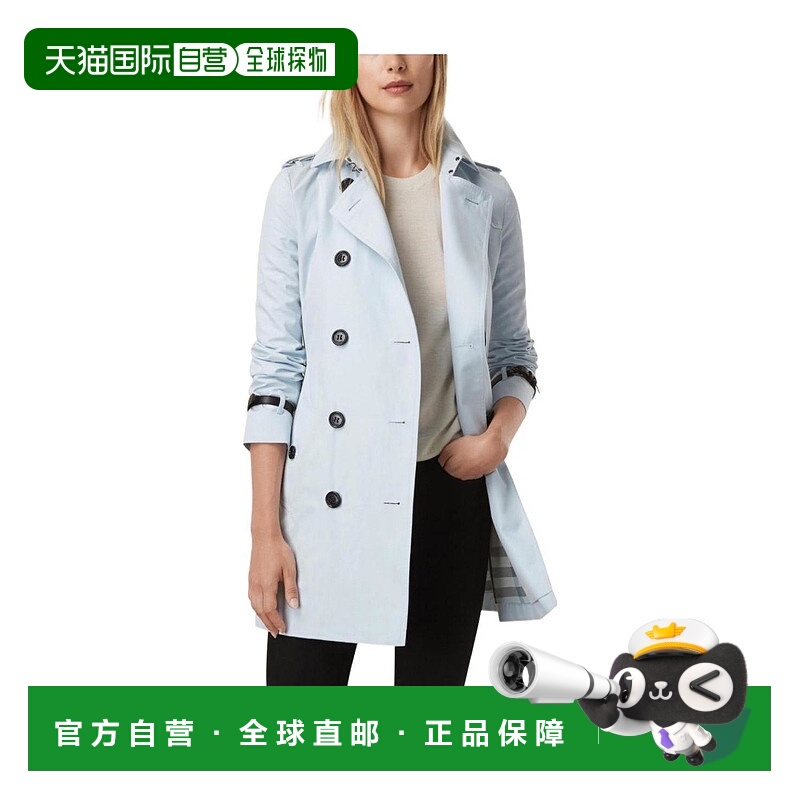BURBERRY 女士外套 39983221 AW2022 蓝色 双排扣开合翻领风衣