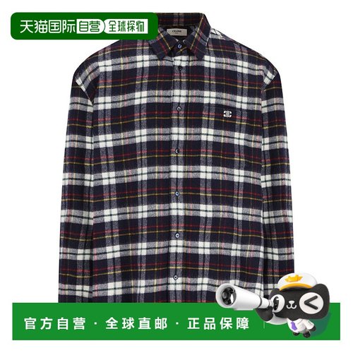 CELINE 男士衬衫 RC07H0H0607RU AW2025 蓝色 Soft checked shirt