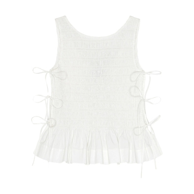 GANNI 女士背心吊带 W0886151 CO 白色 White Cotton Top With La