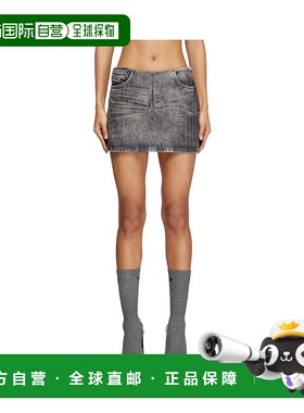 DIESEL 女士半身裙 A169540ABCU02 SS2025 灰色 条纹牛仔迷你裙