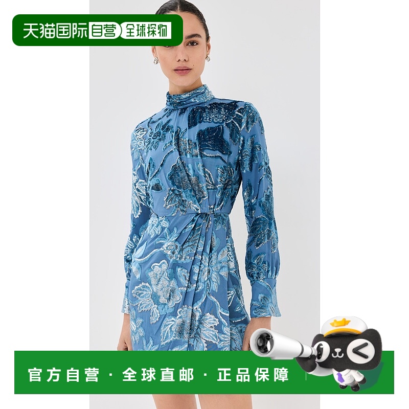 1h可退 潮奢 Simkhai 女士 Halen 垂褶天鹅绒迷你连衣裙