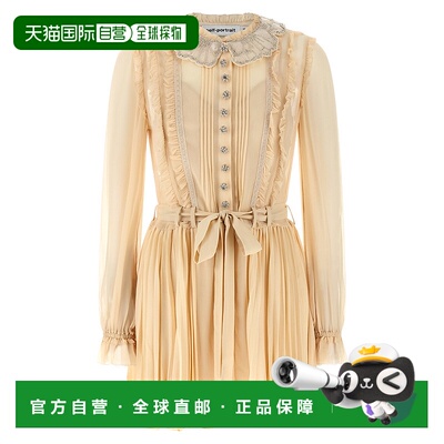 1h可退 潮奢 Self-Portrait 女士 'Tan Georgette... 褶裥服装 RS