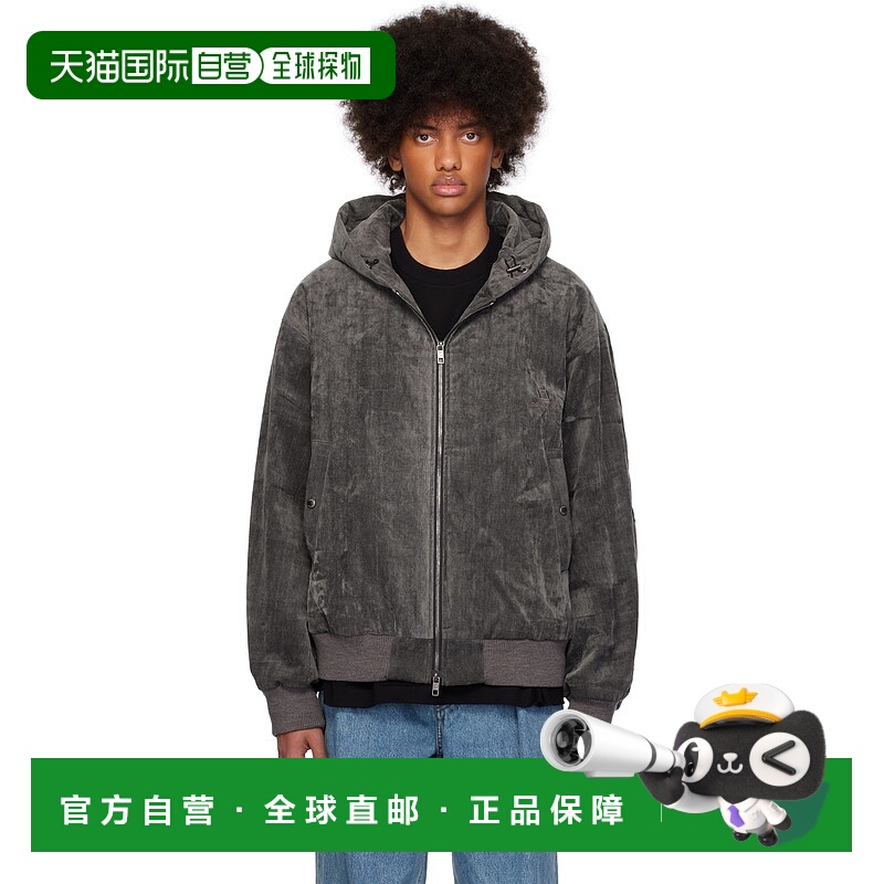 1h可退 潮奢 Wooyoungmi 吴阳米 男士 灰色连帽夹克 W243JP14