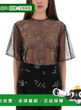 1h可退 潮奢 Rabanne 女士 Paco 花卉裝飾半透明上衣 25ACTO113PA