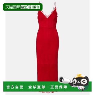 女士 1h可退 PERRY ALEX 蕾丝边绒面革中长连衣裙 潮奢