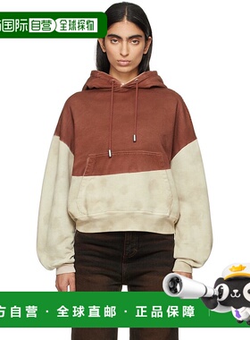 1h可退 潮奢 Eckhaus Latta 女士 驼色 & 红色 Boxy 连帽衫 251EL