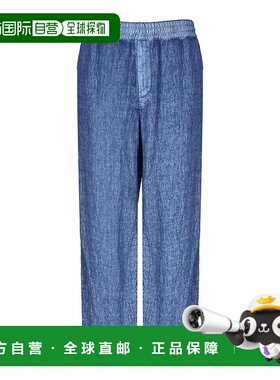 BURBERRY 男士休闲裤 8080651 AW2024 蓝色 Denim-Effect Linen T