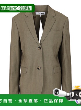LOEWE 女士西服 S359Y03XA54160 AW2025 绿色 剪裁羊毛夹克外套
