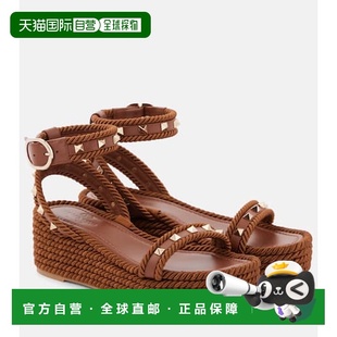 1h可退 潮奢 valentino 华伦天奴 女士 Torchon 铆钉皮质帆布面凉