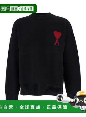 1h可退 潮奢 Ami Paris 男士 ADC on Front 黑色圆领刺绣羊毛毛衣