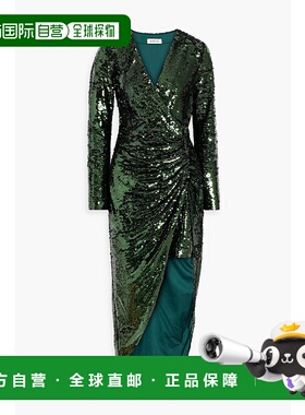 1h可退 潮奢 Simkhai 女士 Emersyn 褶皱珠片薄纱中长连衣裙 6231