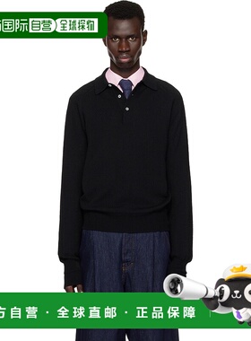 1h可退 潮奢 Drake's 男士 黑色针织 Polo 衫 DR2A3H2150706