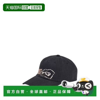 Y-3 男士帽子 KD0179BLACK SS2026 黑色 LOGO PRINT BASEBALL HAT