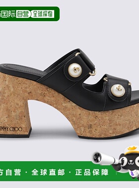 1h可退 潮奢 Jimmy Choo 周仰杰 女士 黑色凉鞋 FAYENCEWEDGE95SQ