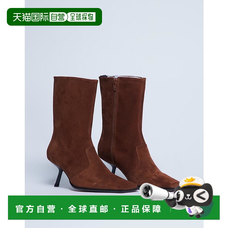 1h可退 潮奢 Topshop 女士 Sienna Premium 绒面革皮质方头中跟褐