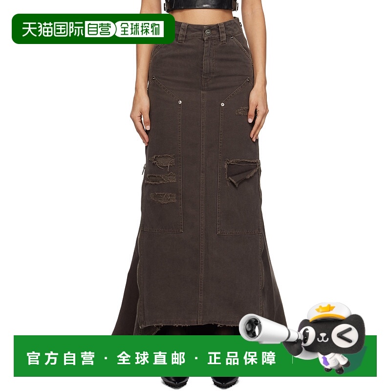 1h可退 潮奢 Vaquera 女士 棕色 Workwear 半身裙 VAQ08S004a字裙